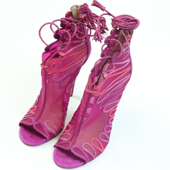 Jimmy Choo Shoes - Jimmy Choo Pink Kafira Mesh Ankle Boot U015